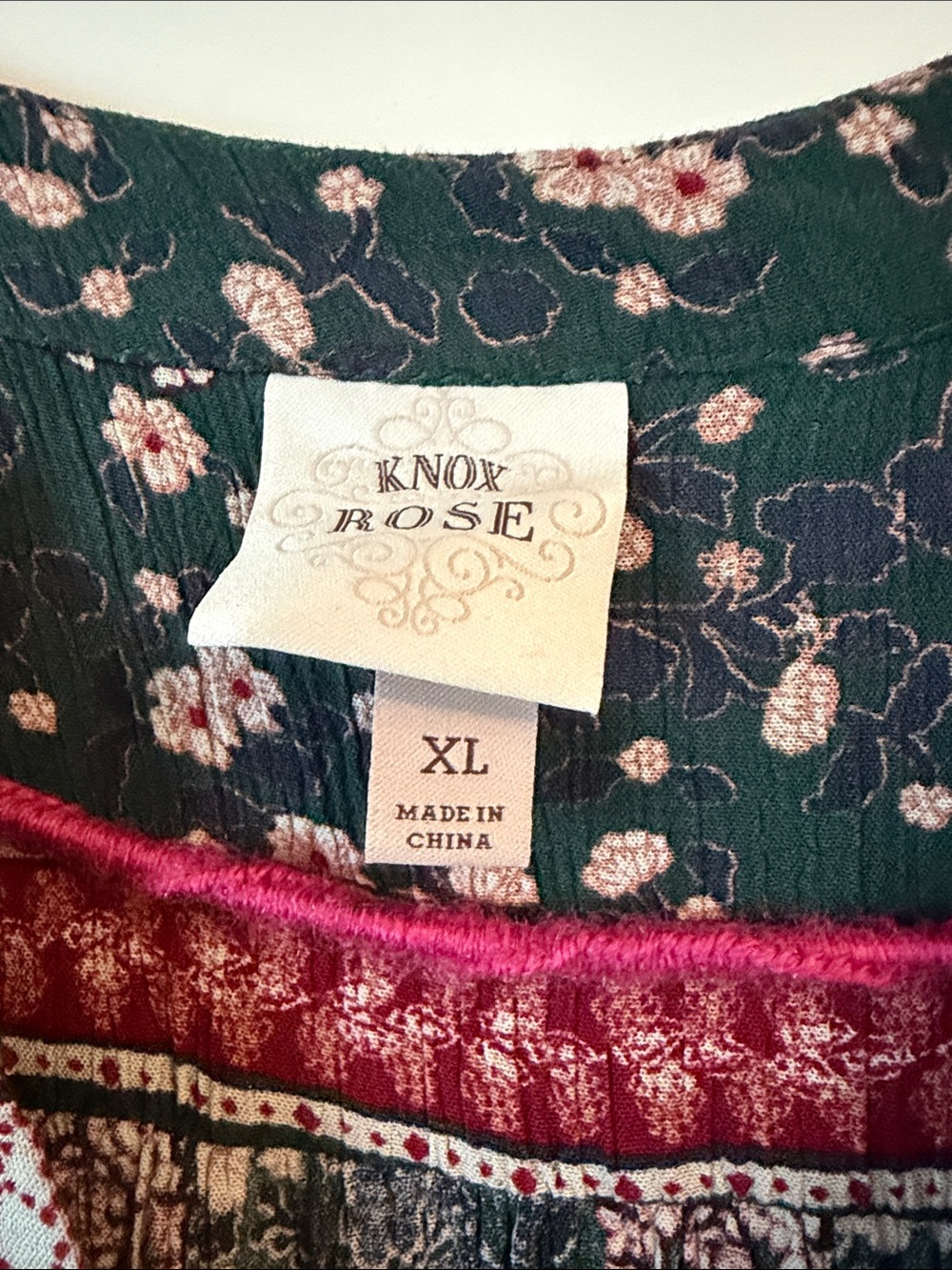 Knox Rose Dark Green Maxi Dress with Burgundy Floral Accents - Picture 2 of 5